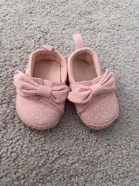 Toms Pink Polka Dot Bow Baby Slip-On Shoes